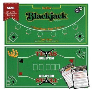 Double Sided Felt Casino Mat 36”x72” Blackjack Texas Hold’em Poker Professional